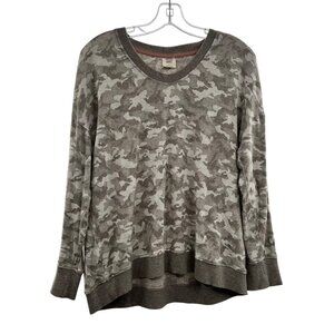 Good Hart Women's Long Sleeve Pullover Top Gray/White Print Size Medium